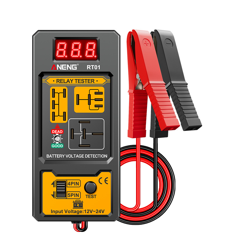 ANENG RT01 Detektor relé v aute s digitálnym testerom batérie, univerzálny 12V/24V, analýza relé s4- a 5-pinmi