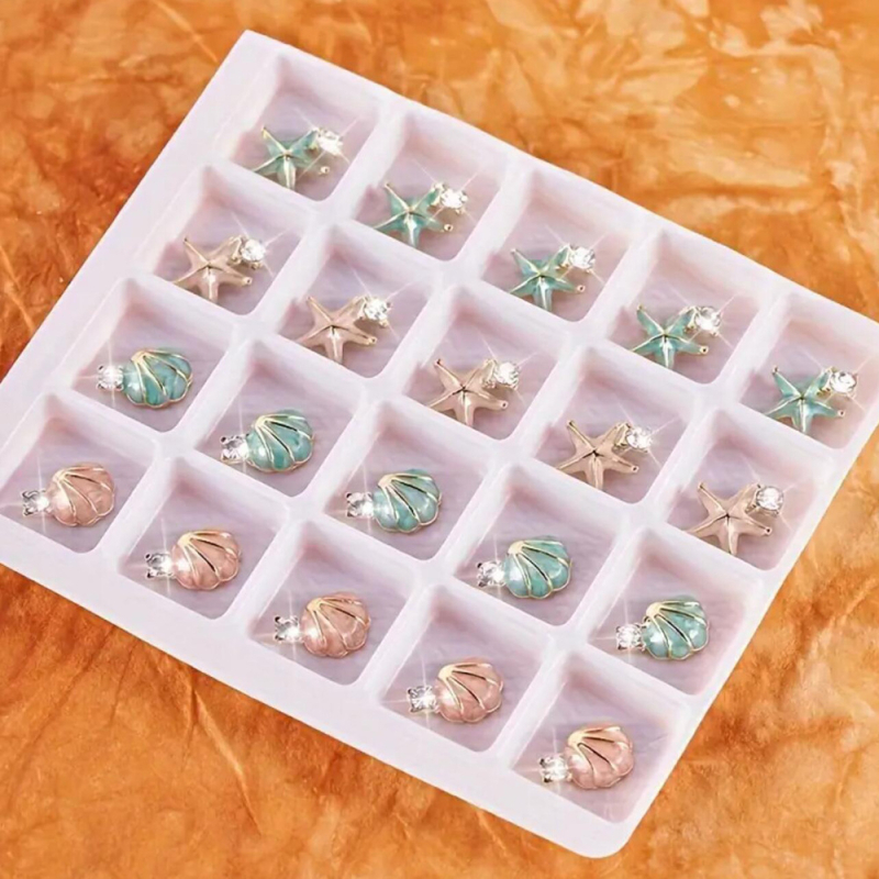 Šperky na manikúru zliatiny s kryštálmi – motív morskej hviezdy a mušle, séria Princess, kód I1371