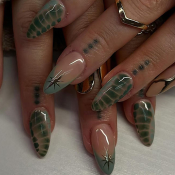 Umjetni nokti, set od 24 komada, uzorak zvjezdica, nosivi stil za žene