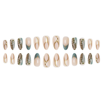 Umjetni nokti, set od 24 komada, uzorak zvjezdica, nosivi stil za žene