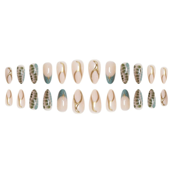 Umjetni nokti, set od 24 komada, uzorak zvjezdica, nosivi stil za žene