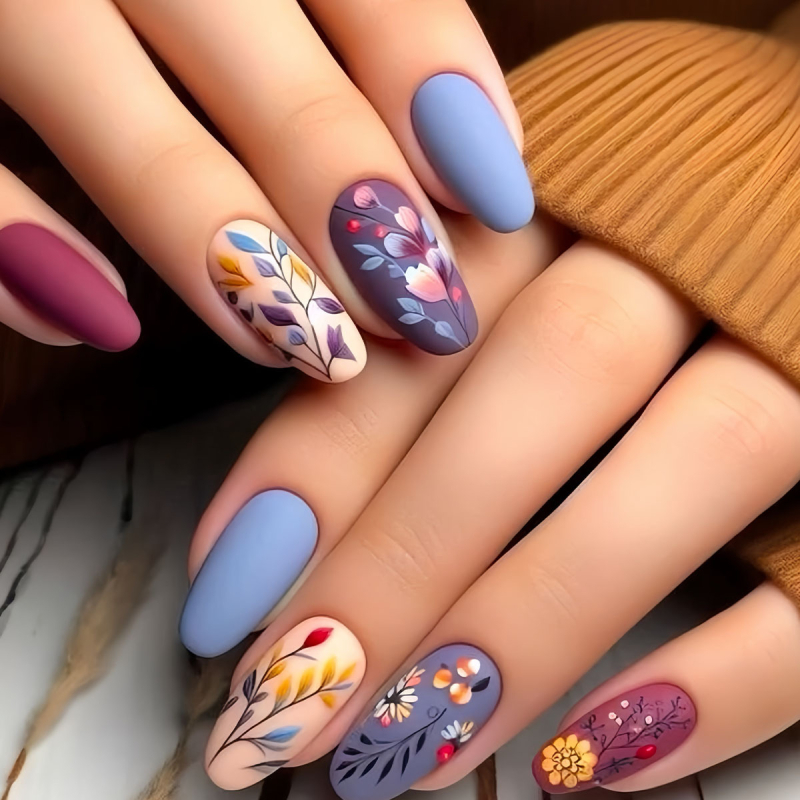 Odvojive naljepnice za nokte s cvjetnim uzorkom, dugi balet nokti, luksuzan izgled