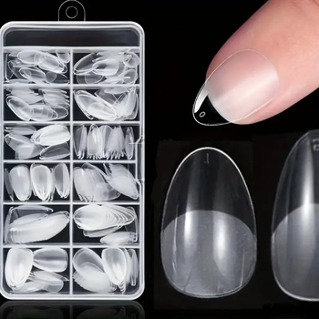 120 komada naljepnica za nokte u obliku badema, prozirne, bešavne, francuski stil, polumatne
