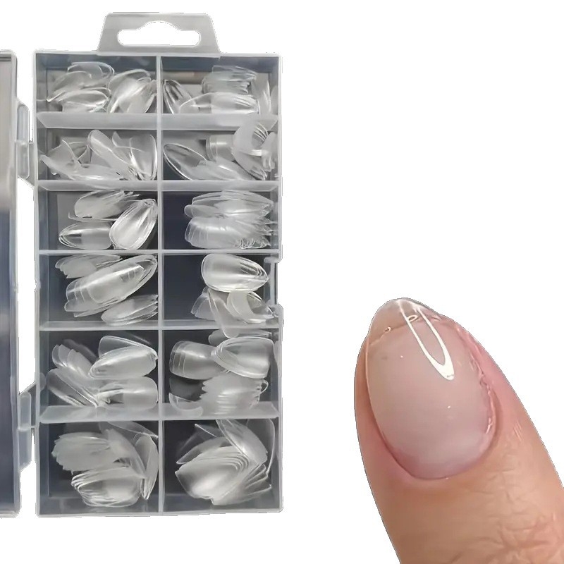 120 komada naljepnica za nokte u obliku badema, prozirne, bešavne, francuski stil, polumatne