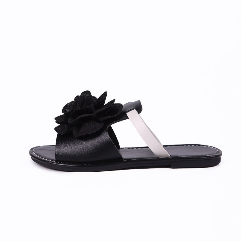 Jednopalne ravne sandale s PU gornjim dijelom, gumom potplatom, zaobljenim prstom, niski dizajn, unutarnja imitacijska koža