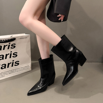 Ženske gležnjače s niskim petama, francuskog stila, šiljat nos, PU gornji dio, gumena potplata