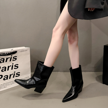 Ženske gležnjače s niskim petama, francuskog stila, šiljat nos, PU gornji dio, gumena potplata