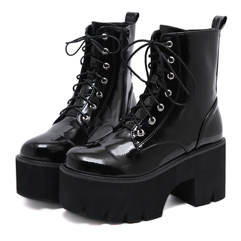 Ženske PU čizme s vodootpornom platformom, bočni zatvarač, 8,5 cm peta, okrugli vrh