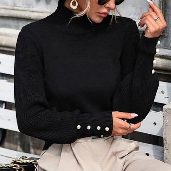 Kampsun — Kootud, ümmarguse kaelusega, pikkade varrukatega, regulaarne lõige, Core-spun Yarn koostis