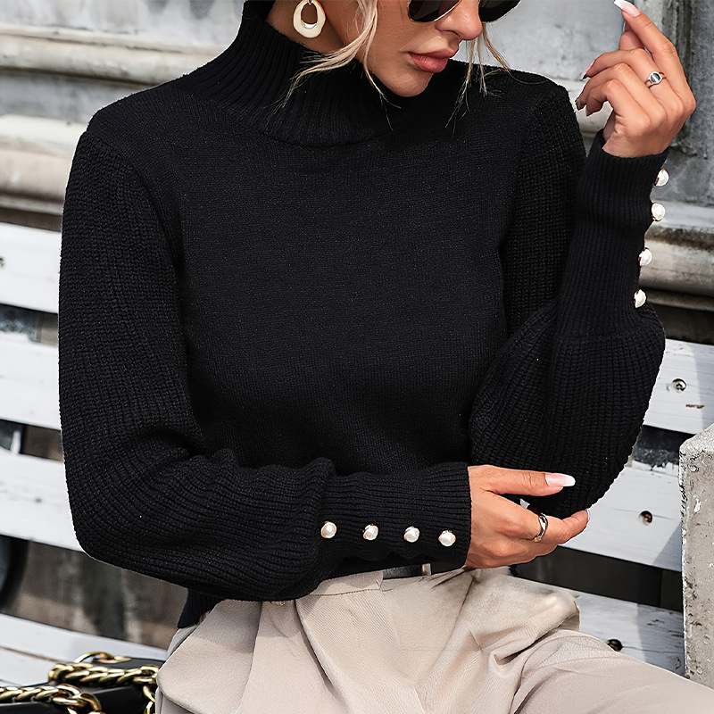 Kampsun — Kootud, ümmarguse kaelusega, pikkade varrukatega, regulaarne lõige, Core-spun Yarn koostis