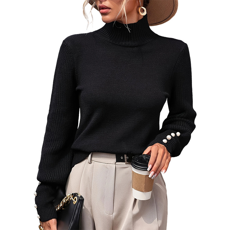 Kampsun — Kootud, ümmarguse kaelusega, pikkade varrukatega, regulaarne lõige, Core-spun Yarn koostis