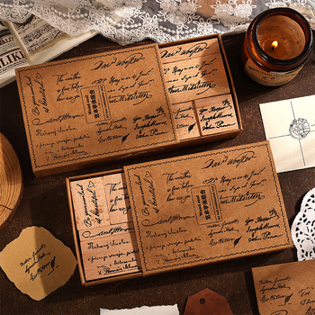 Set de ștampile din lemn – seria Yuezhen Art Font, litere engleze retro, 8 bucăți pentru copii