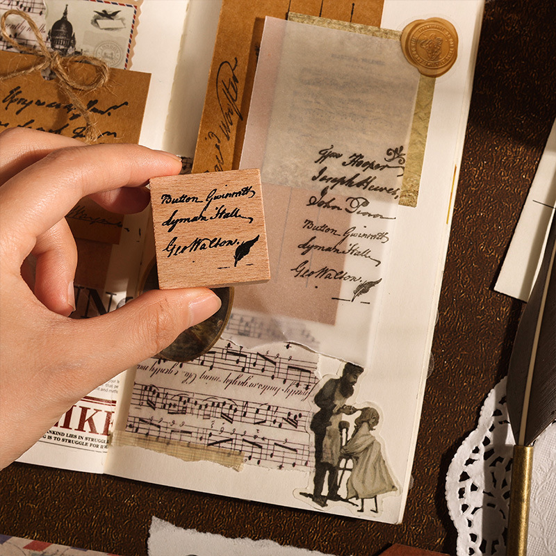 Set de ștampile din lemn – seria Yuezhen Art Font, litere engleze retro, 8 bucăți pentru copii