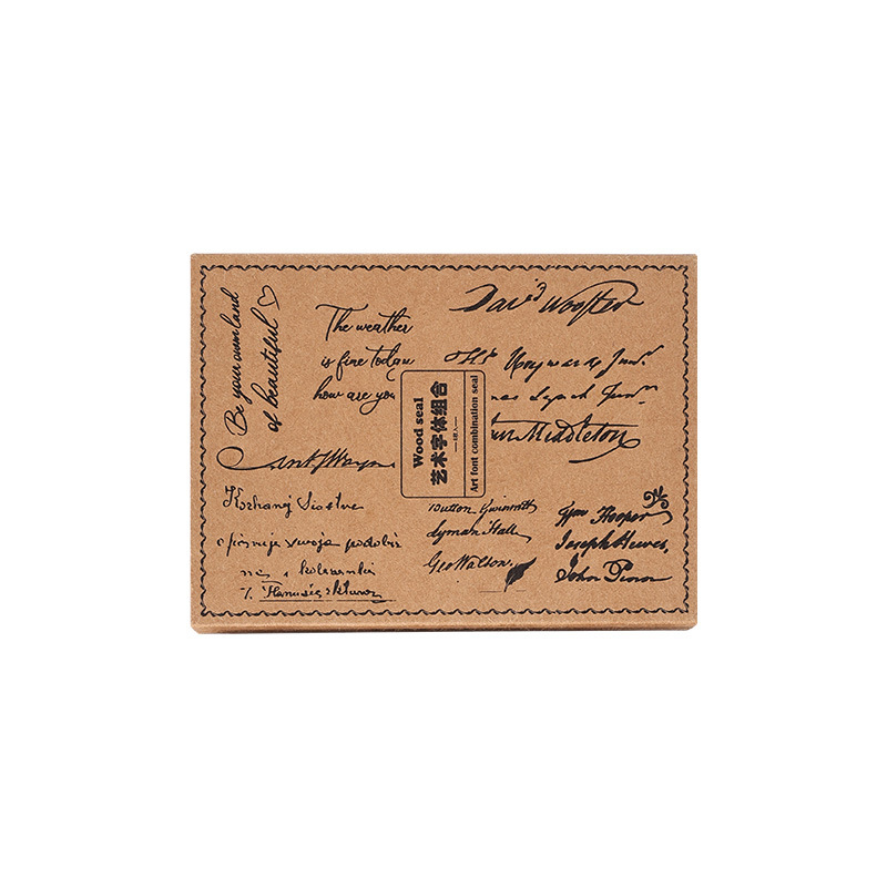 Set de ștampile din lemn – seria Yuezhen Art Font, litere engleze retro, 8 bucăți pentru copii