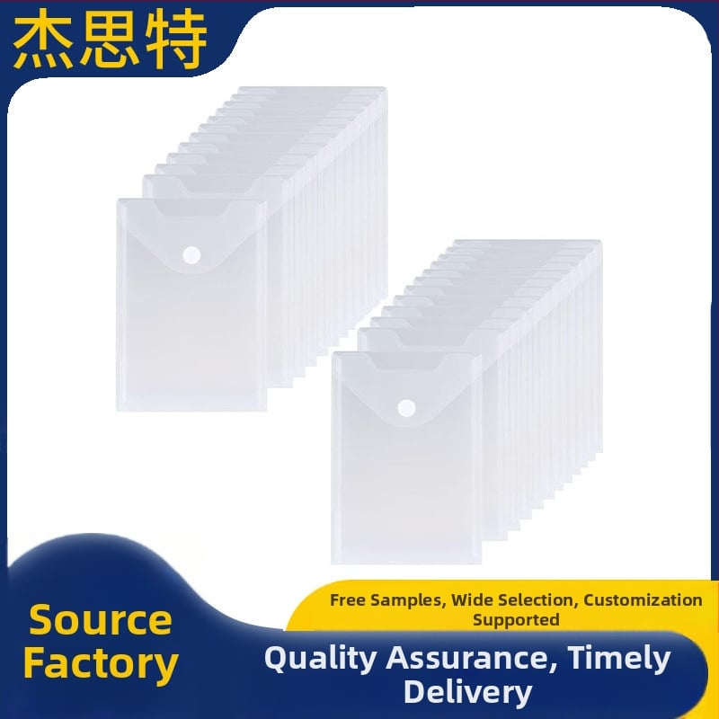 Viacstránkový priečinok z priehľadného plastu; formát A5; šírka zadnej časti 2 mm; prispôsobiteľný; tlač loga k dispozícii.