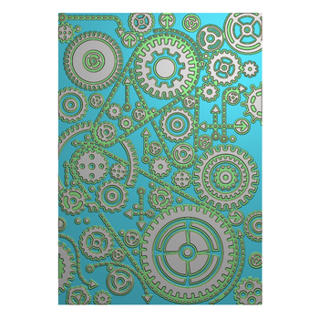 Șablon de embosare cu dinți de angrenaj, textură 3D concav-convex, clips pentru embosare și dosar de embosare pentru jurnal DIY — Greutate netă 105 g