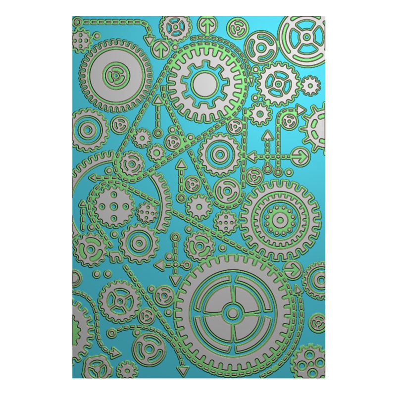 Șablon de embosare cu dinți de angrenaj, textură 3D concav-convex, clips pentru embosare și dosar de embosare pentru jurnal DIY — Greutate netă 105 g