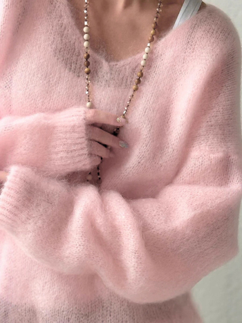 Džemper s V-izrezom, dugim rukavima, širokog kroja, poliester tkanina