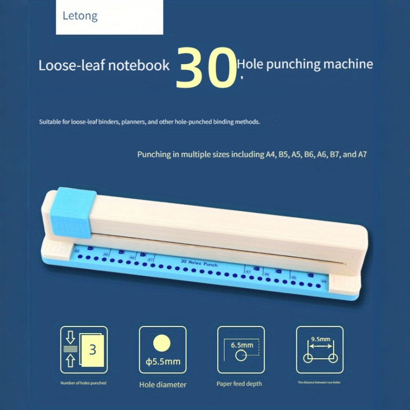 Letong LT-2330 dierovač na dokumenty – 30 dier, ručné ovládanie, priemer dier 5.5 mm, vzdialenosť medzi dierami 9.5 mm, hrúbka materiálu 6.5 mm