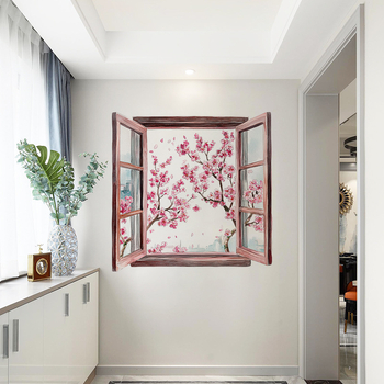 Stenska naljepnica – realističan prozor s pejzažom, vodootporan PVC, 1 list, sjeverni stil