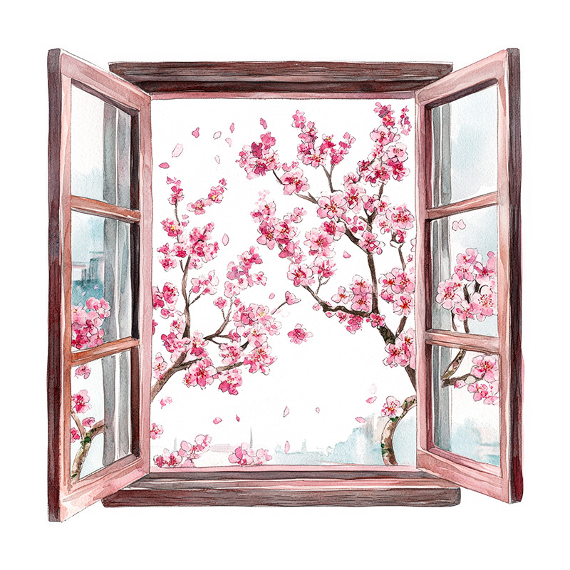 Stenska naljepnica – realističan prozor s pejzažom, vodootporan PVC, 1 list, sjeverni stil