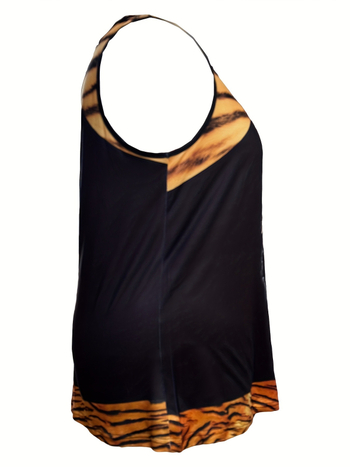 Dámske tielko bez rukávov s potlačou zvieraťa, polyester-spandex, mikroelastickosť, ramienka, bežná dĺžka 50–65 cm