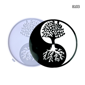 Silikonski kalup za epoksidnu smolu: stablo života za zidni privjesak – kružni Yin Yang dizajn, DIY odljevanje