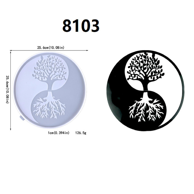 Silikonski kalup za epoksidnu smolu: stablo života za zidni privjesak – kružni Yin Yang dizajn, DIY odljevanje