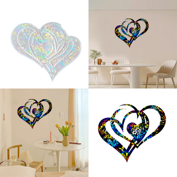 Silikonski kalup za smolu za DIY — holografski presloženi srčani uzorak, nepravilnog oblika, zidni ukras