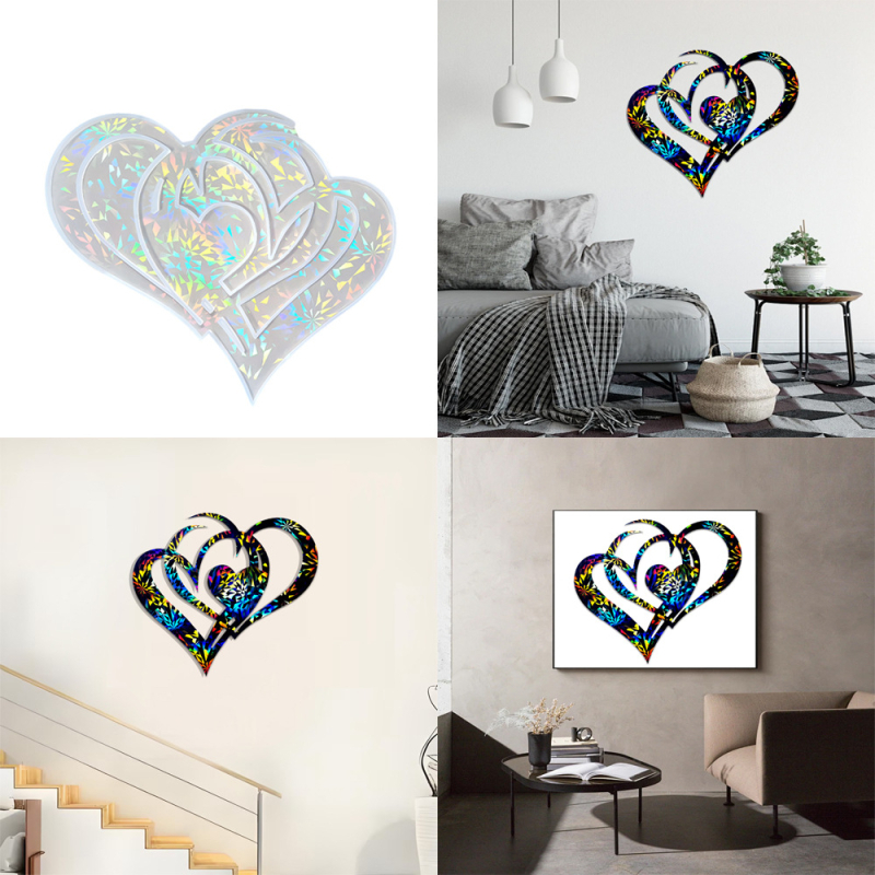 Silikonski kalup za smolu za DIY — holografski presloženi srčani uzorak, nepravilnog oblika, zidni ukras