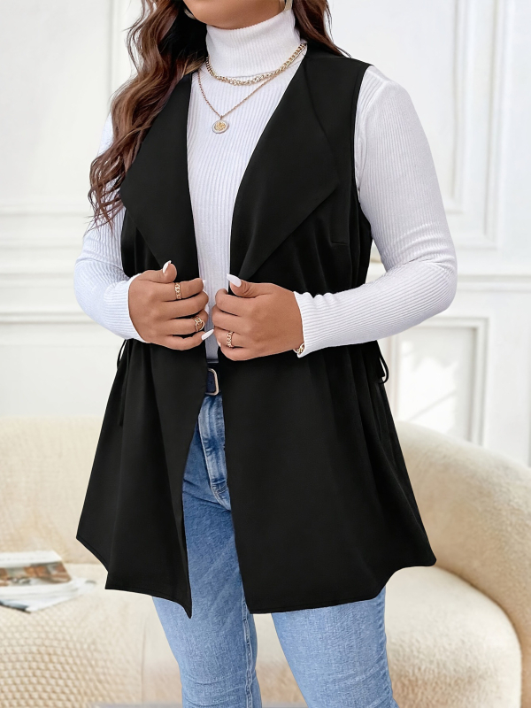 Cardigan bez rukávov s V výstrihom, rovný strih, zapínanie na jedno gombík, 90–95% polyester, spandex <30%, dĺžka 50–65 cm