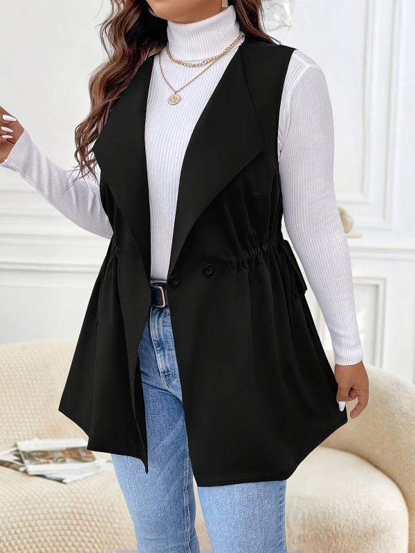 Cardigan bez rukávov s V výstrihom, rovný strih, zapínanie na jedno gombík, 90–95% polyester, spandex <30%, dĺžka 50–65 cm