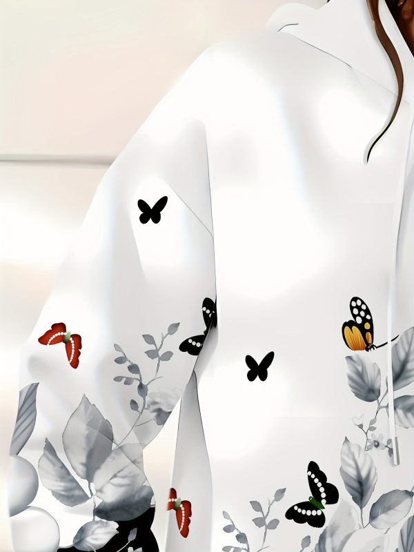 Ženska dukserica s kapuljačom, 3D otisak s uzorkom mašne, opušteni kroj, poliester, proljeće 2025