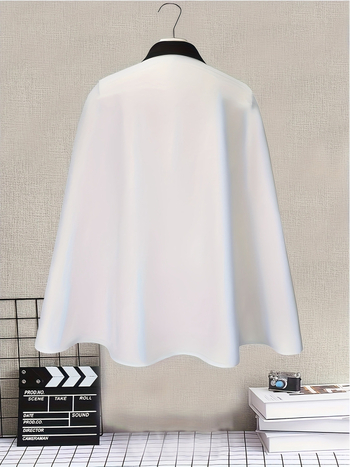 Plášťové sako z polyesteru, dlhý strih, 80–100 cm, bez rukávov, jednoradové zapínanie, japonsko-kórejský casual štýl.