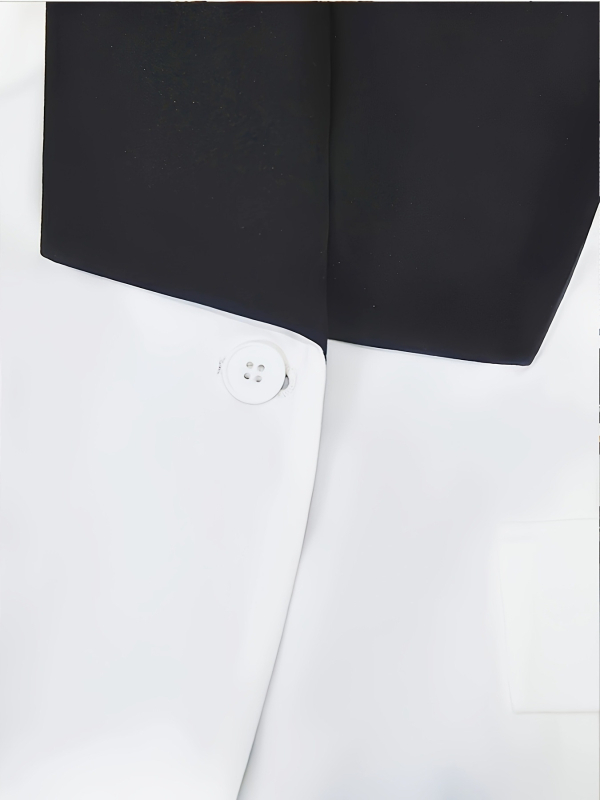 Plášťové sako z polyesteru, dlhý strih, 80–100 cm, bez rukávov, jednoradové zapínanie, japonsko-kórejský casual štýl.