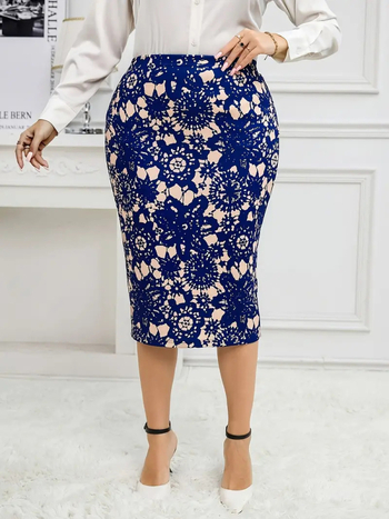 Moterų gėlių spausdinta klubinė sijonas, vidutinio ilgio, 95% poliesteris, 2025 m. vasara, stilius: temperamentingas ir kasdienė kelionė