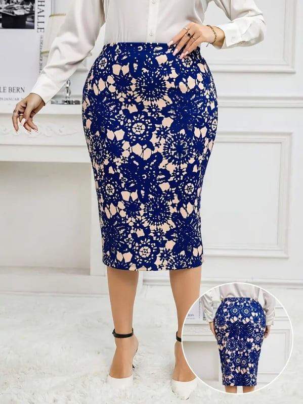 Moterų gėlių spausdinta klubinė sijonas, vidutinio ilgio, 95% poliesteris, 2025 m. vasara, stilius: temperamentingas ir kasdienė kelionė