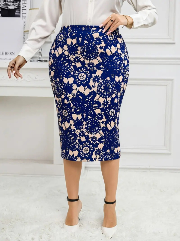 Moterų gėlių spausdinta klubinė sijonas, vidutinio ilgio, 95% poliesteris, 2025 m. vasara, stilius: temperamentingas ir kasdienė kelionė