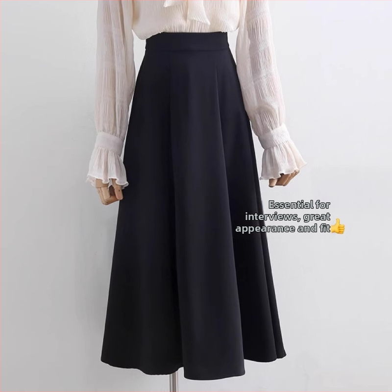 Moterų A linijos sijonas, aukštas liemuo, vidutinio ilgio, poliesterio audinys, siuvimo detalės, vasara 2024