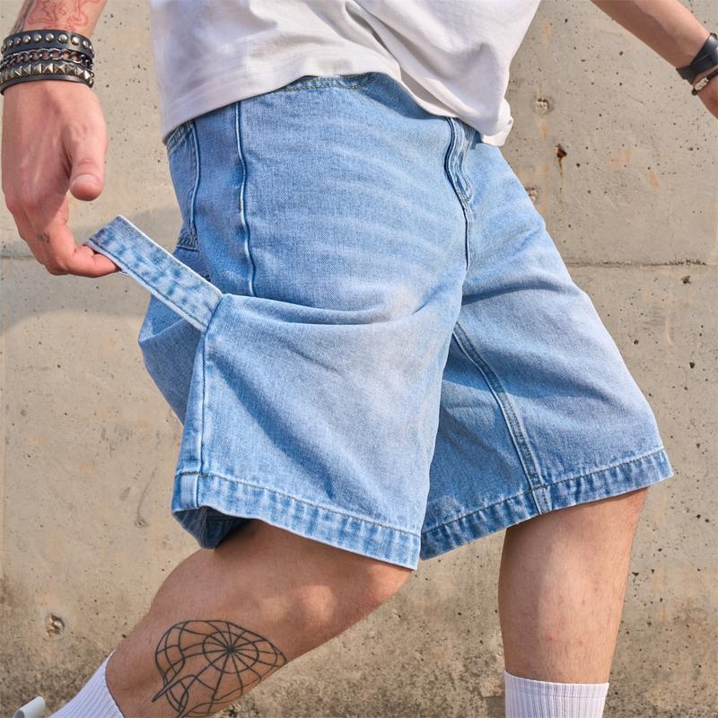 Meeste denimlühikesed püksid - vaba lõige, kõrge vöökoht, hingav puuvill, kevad