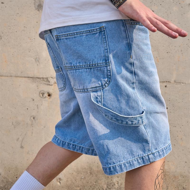 Meeste denimlühikesed püksid - vaba lõige, kõrge vöökoht, hingav puuvill, kevad