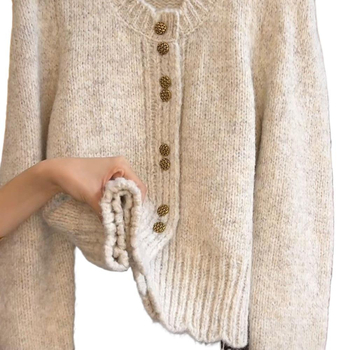 Kardigan od pletenog materijala s Ice Silk, okrugli izrez, rebrasta tekstura, klasična silueta