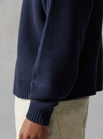 Muška pletena košulja s okruglim izrezom, dugim rukavima, labav kroj, Deer Velvet tkanina