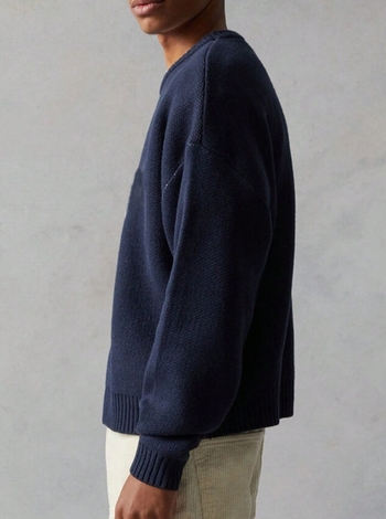 Muška pletena košulja s okruglim izrezom, dugim rukavima, labav kroj, Deer Velvet tkanina