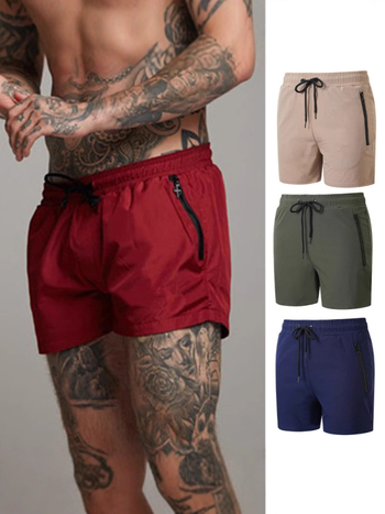 Pánske rýchloschnúce šortky – voľný strih, stredný pás, priedušné zloženie 90% nylon, vhodné na beh a fitness