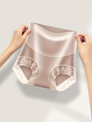 2-dijelni pamučni bezšavni set gaćica s visokim strukom i čipkom