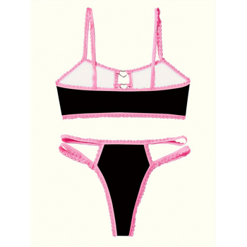 Set grudnjaka i gaćica s printom zeca; trokutaste košarice; srednje oblikovane košarice; glavni materijal 90% poliester, 10% elastan; podstava 90% poliester, 10% elastan