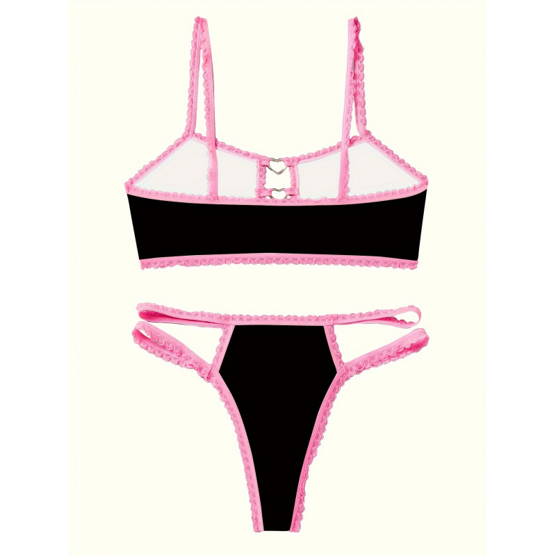 Set grudnjaka i gaćica s printom zeca; trokutaste košarice; srednje oblikovane košarice; glavni materijal 90% poliester, 10% elastan; podstava 90% poliester, 10% elastan