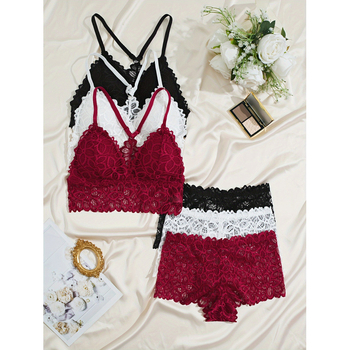 Ženski set donjeg rublja: trokutasti košarice, srednje oblikovane košarice, akrilna tkanina, podstava od spandexa