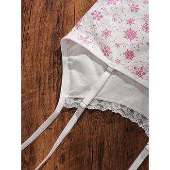 Nočný set pre tínedžerky: nylon, pulórový štýl, prémiový pocit, jeseň, karikatúrny medvedík so snehovými vločkami a pruhmi